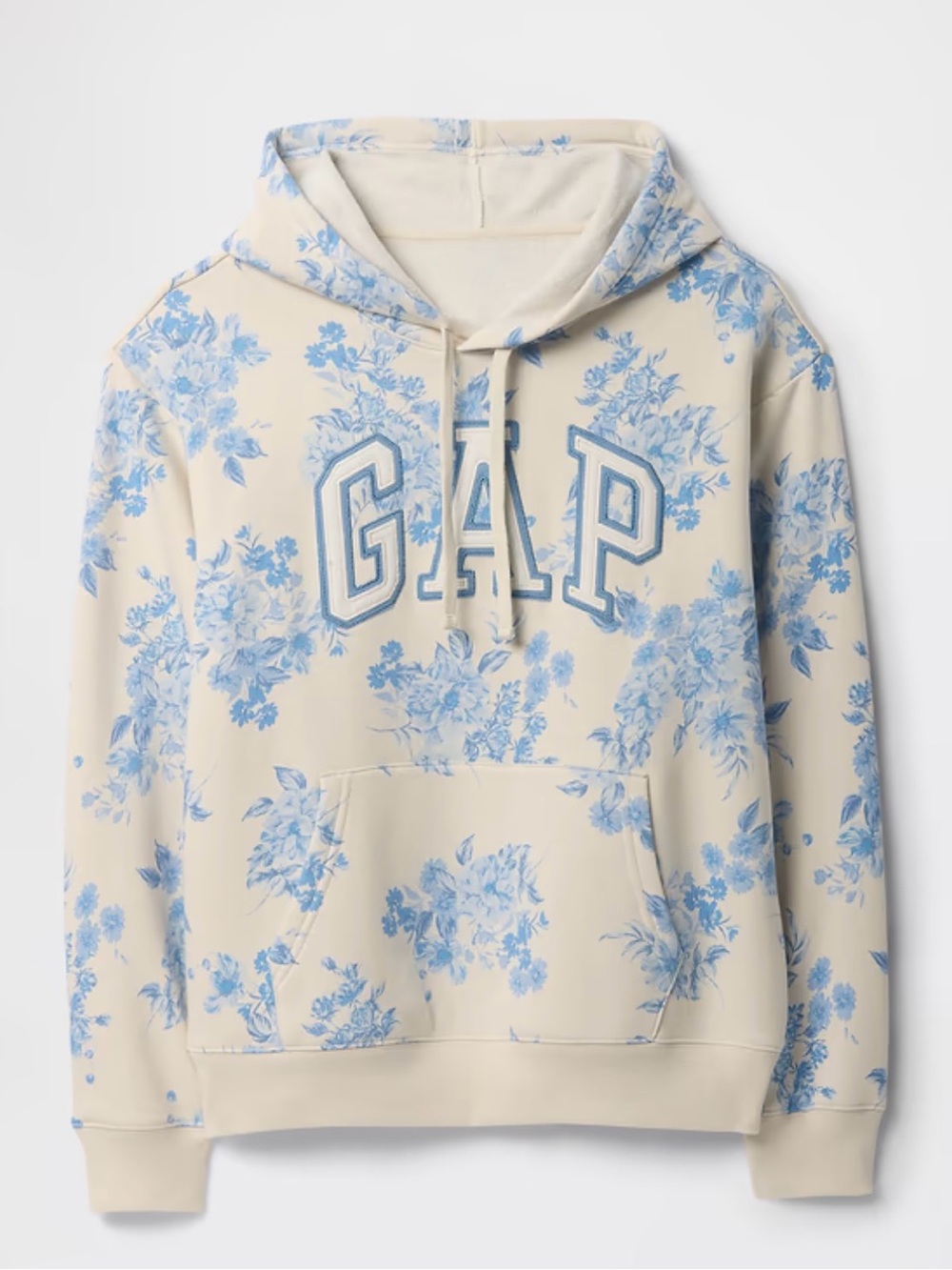 GAP Cream Hoodie with Light Blue Floral Print